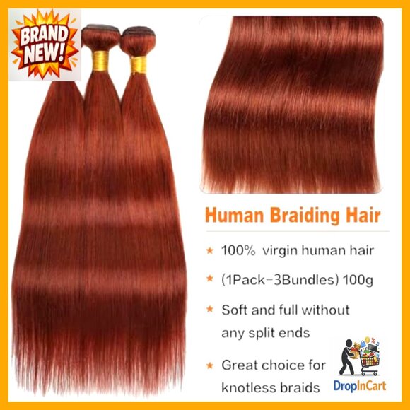 Straight Human Hair Extensions 14 16 18 Inch Bundles Boho Braids No Weft main image 6